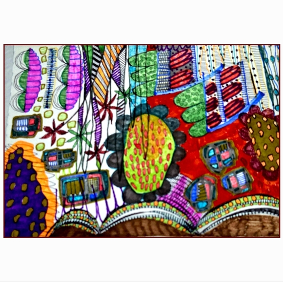 Original Vibrant Abstract Art 9x12 - Picture 2 of 2